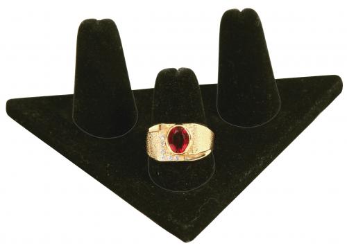 3-Finger ring stand; TRIANGLE base- Black velvet